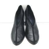 Celine Wood Heel Pumps Black Suede-Trimmed Leather Size 38.5