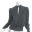 FRAME Keyhole Blouse Black Jacquard Stripe Silk Size Small Long Sleeve Top