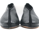 Celine Wood Heel Pumps Black Suede-Trimmed Leather Size 38.5