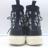 Christian Dior Walk'n'Dior high-top sneakers, navy Oblique stretch-knit with leather trim, authentic, pre-owned, gently worn