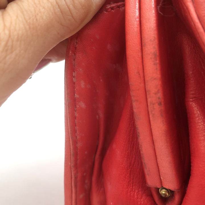 Vintage Bottega Veneta Intrecciato Large Dome Clutch Red Leather