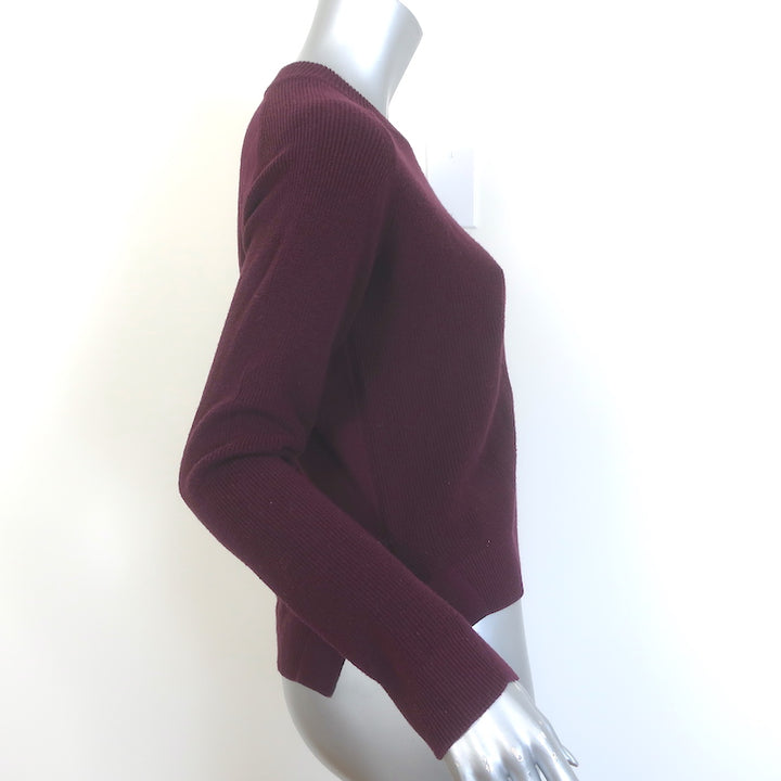Rag &amp; Bone Raglan Sweater Burgundy Cotton-Cashmere Ribbed Knit Size Extra Small