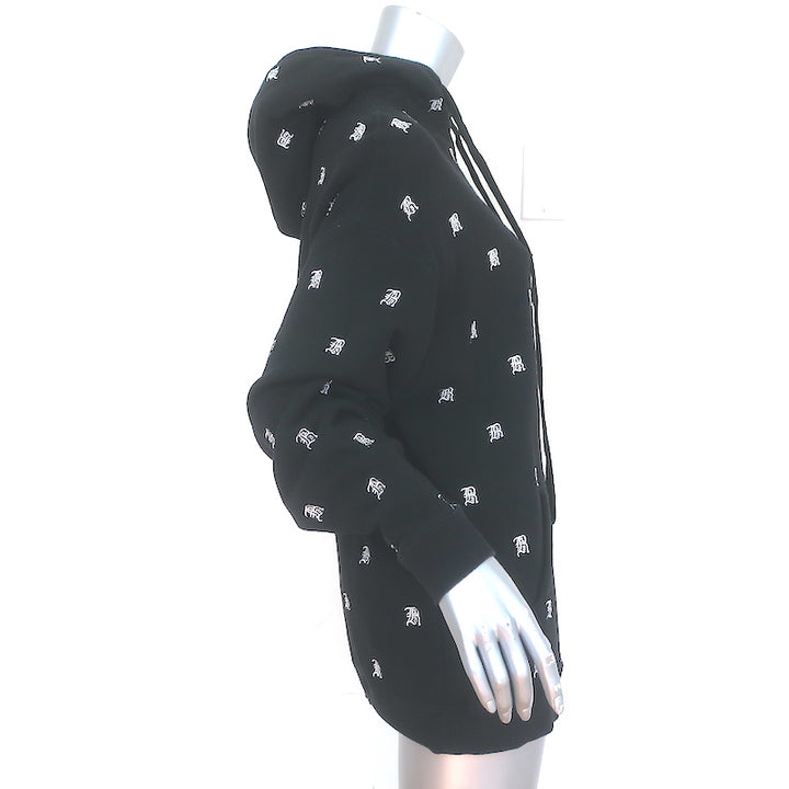 R13 Logo-Embroidered Hoodie Sweatshirt Black Size Extra Small