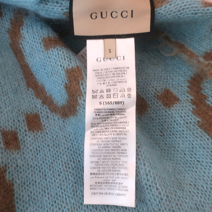 Gucci Reversible Oversized GG Cardigan Brown &amp; Blue Mohair-Wool Size Small