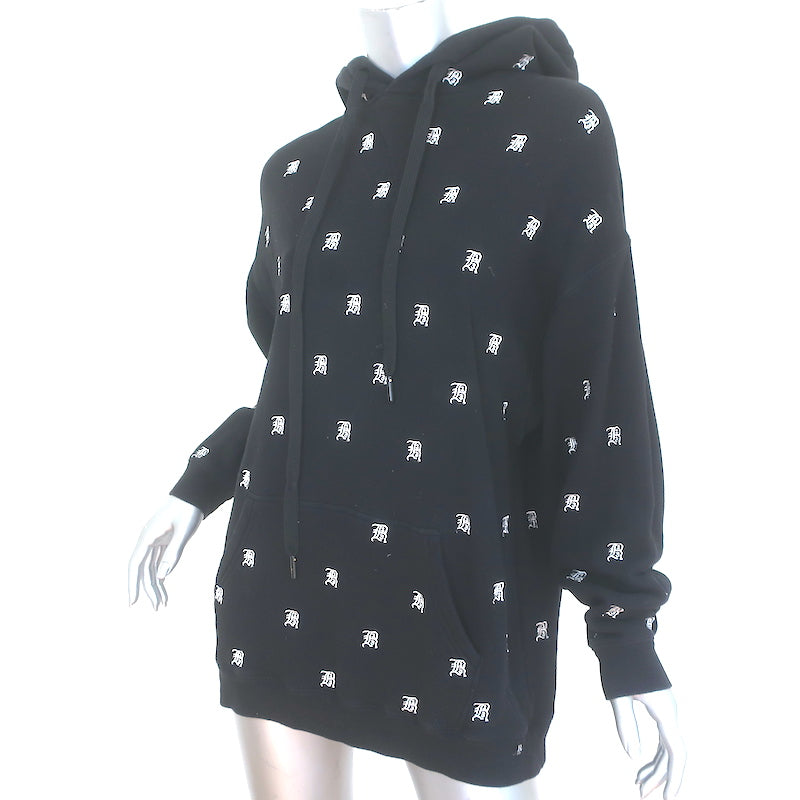 R13 Logo-Embroidered Hoodie Sweatshirt Black Size Extra Small
