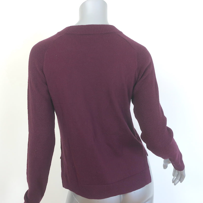 Rag &amp; Bone Raglan Sweater Burgundy Cotton-Cashmere Ribbed Knit Size Extra Small