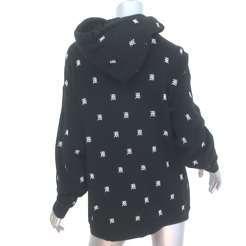 R13 Logo-Embroidered Hoodie Sweatshirt Black Size Extra Small