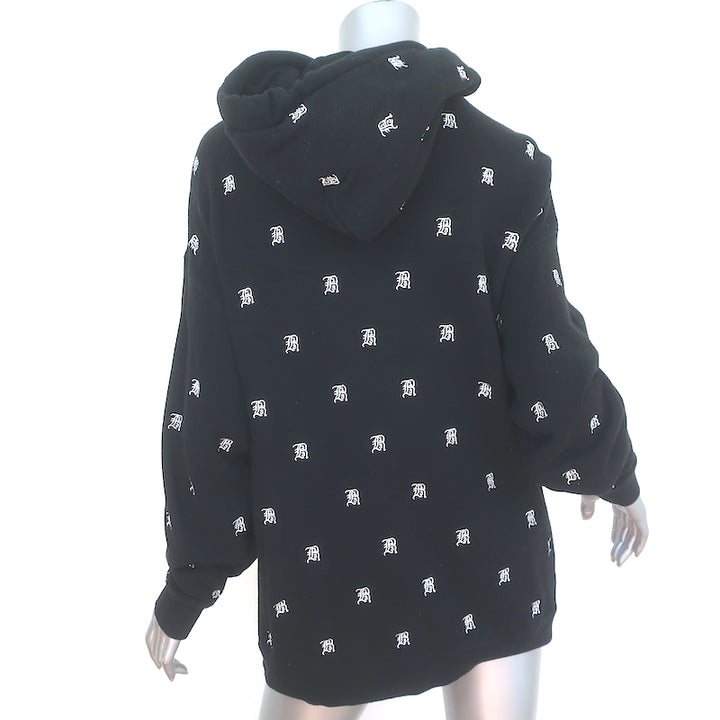 R13 Logo-Embroidered Hoodie Sweatshirt Black Size Extra Small