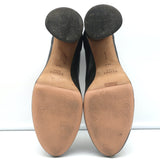 Celine Wood Heel Pumps Black Suede-Trimmed Leather Size 38.5