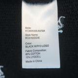R13 Logo-Embroidered Hoodie Sweatshirt Black Size Extra Small