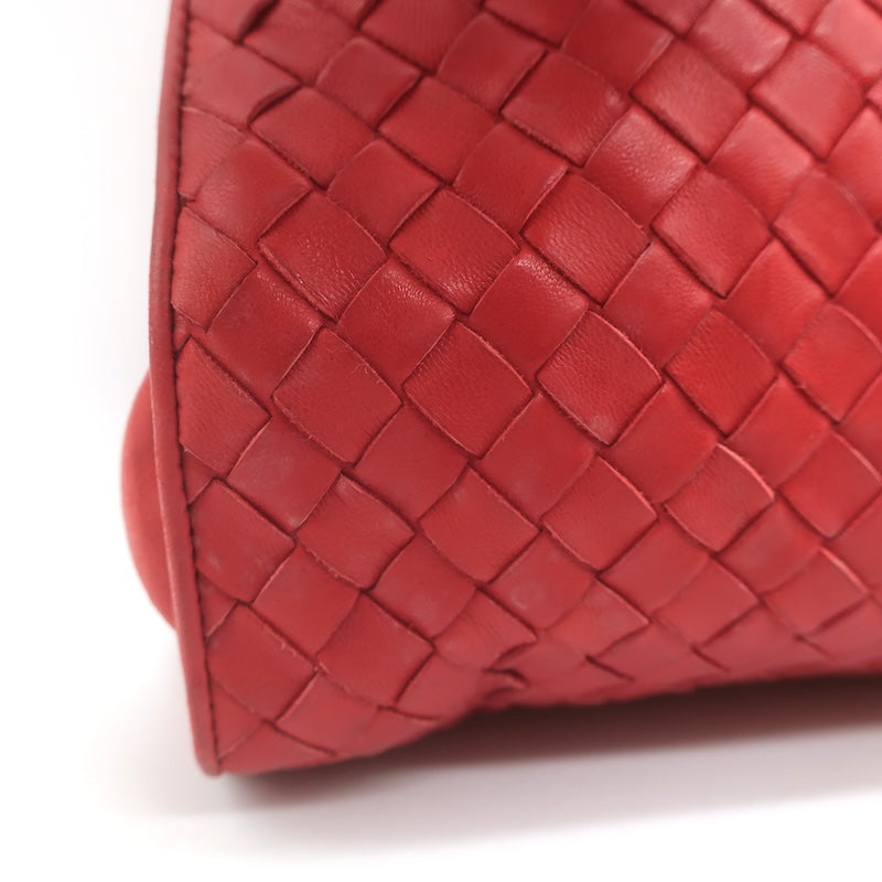 Vintage Bottega Veneta Intrecciato Large Dome Clutch Red Leather