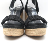 Pedro Garcia Espadrille Wedge Sandals Teodora Black Ruched Satin Size 38.5 NEW