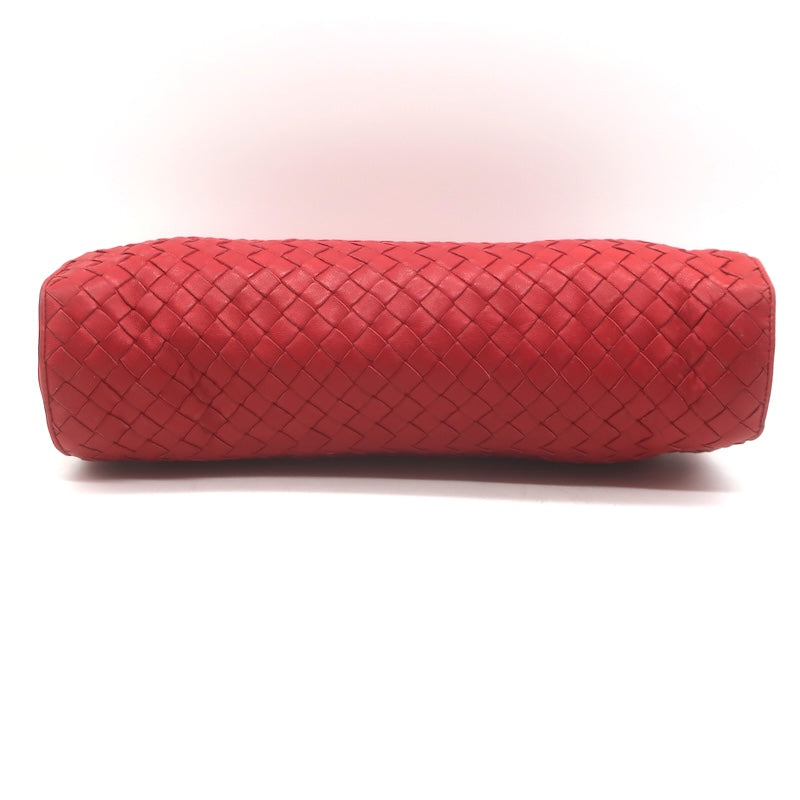 Vintage Bottega Veneta Intrecciato Large Dome Clutch Red Leather