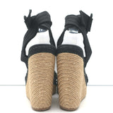 Pedro Garcia Espadrille Wedge Sandals Teodora Black Ruched Satin Size 38.5 NEW