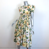 Dolce & Gabbana Camellia Print Dress Yellow/Pink Poplin Size 11/12 Womens XS