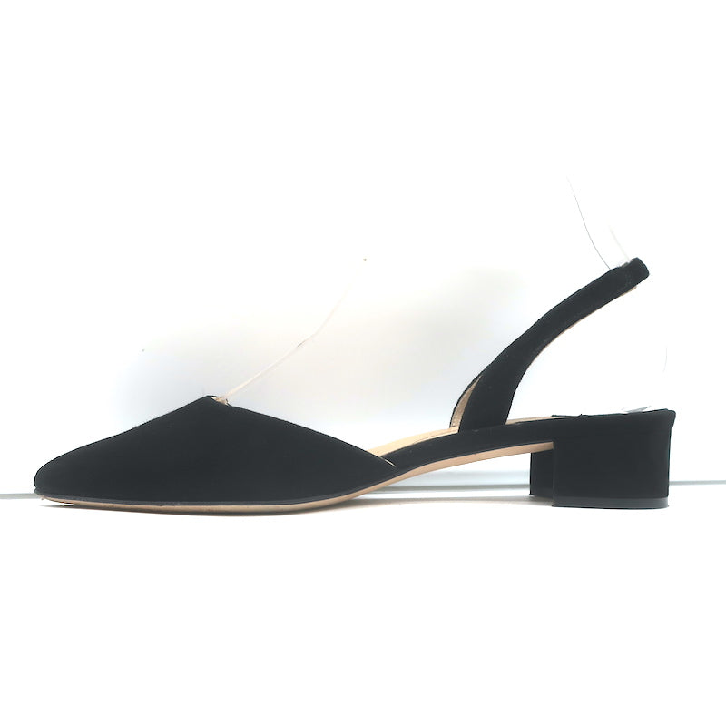 Manolo Blahnik Aspro Low-Heel Slingback Pumps Black Suede Size 35