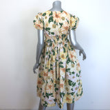 Dolce & Gabbana Camellia Print Dress Yellow/Pink Poplin Size 11/12 Womens XS