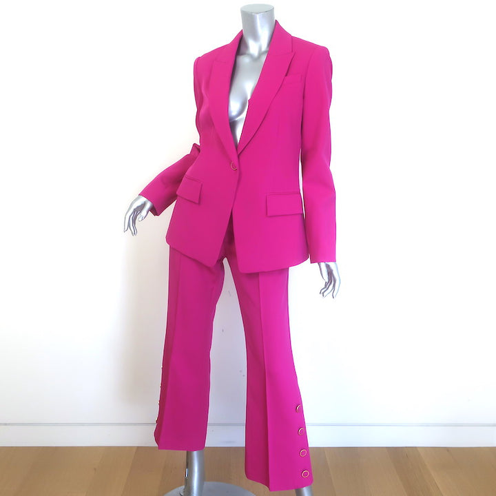 Milly Avery Blazer &amp; Paige Cropped Pants Suit Fuchsia Cady Size 6/8