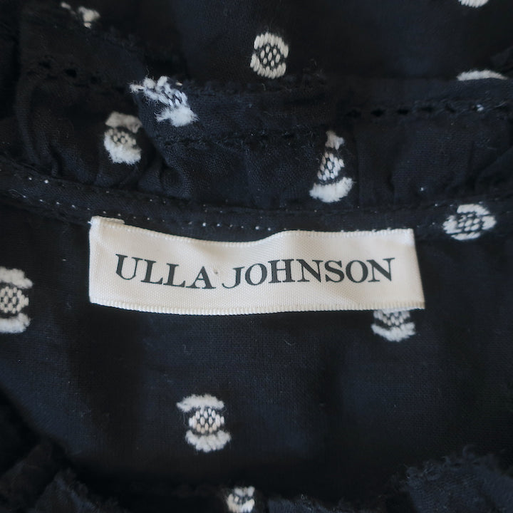 Ulla Johnson Abigail Blouse Black Eclipse Dot Embroidered Cotton Size 2