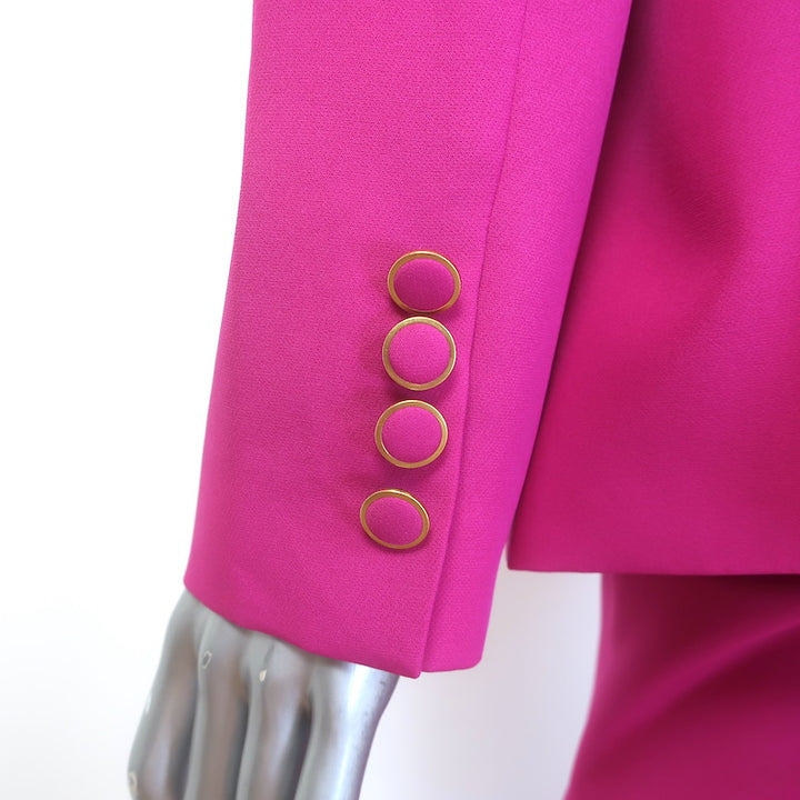 Milly Avery Blazer &amp; Paige Cropped Pants Suit Fuchsia Cady Size 6/8