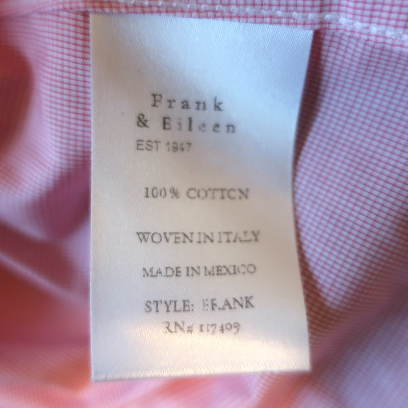 Frank &amp; Eileen Frank Shirt Pink Micro Check Cotton Size Extra Extra Small