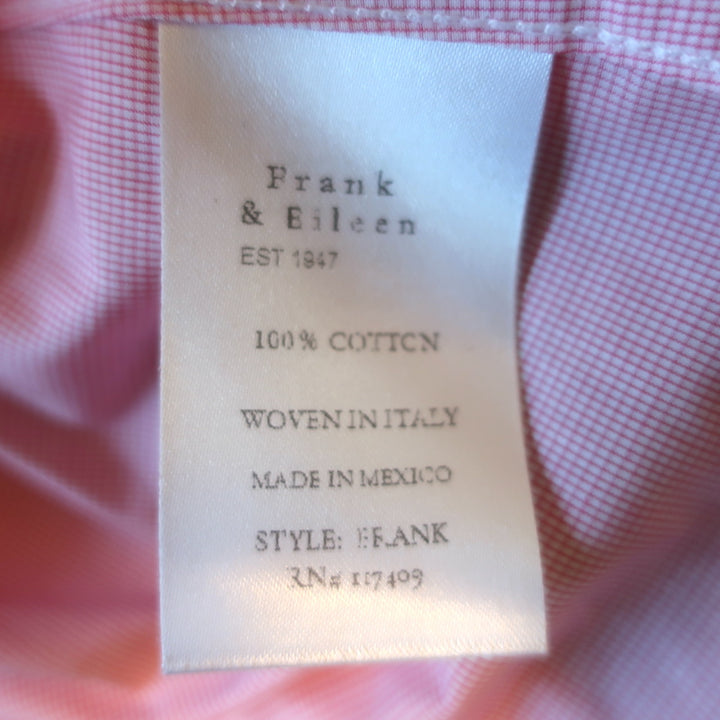 Frank &amp; Eileen Frank Shirt Pink Micro Check Cotton Size Extra Extra Small