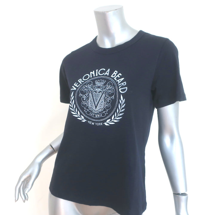 Veronica Beard Logo T-Shirt Navy Size Small Short Sleeve Top NEW