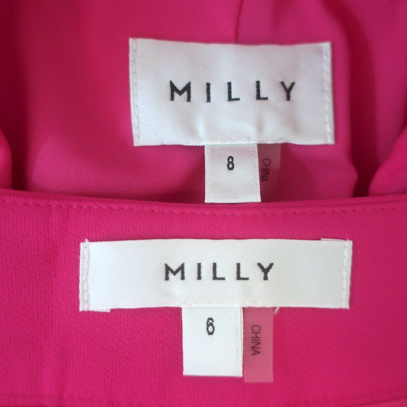 Milly Avery Blazer &amp; Paige Cropped Pants Suit Fuchsia Cady Size 6/8