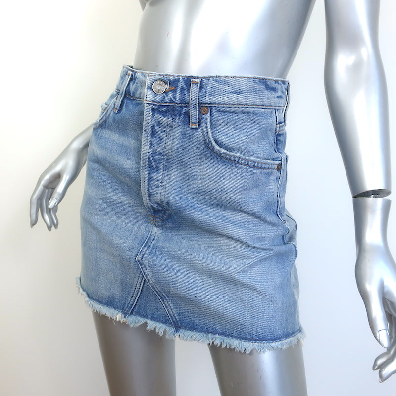 AGOLDE Quinn High Rise Denim Mini Skirt Devotee Blue Size 25 NEW