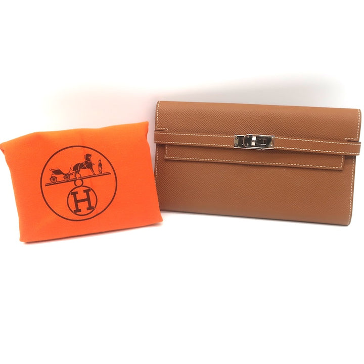Hermes 2021 Kelly Longue Wallet Gold Epsom Leather Palladium Hardware