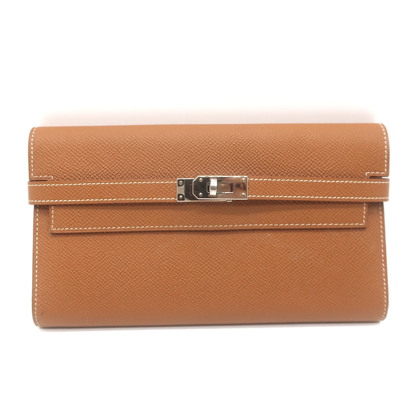 Hermes 2021 Kelly Longue Wallet Gold Epsom Leather Palladium Hardware