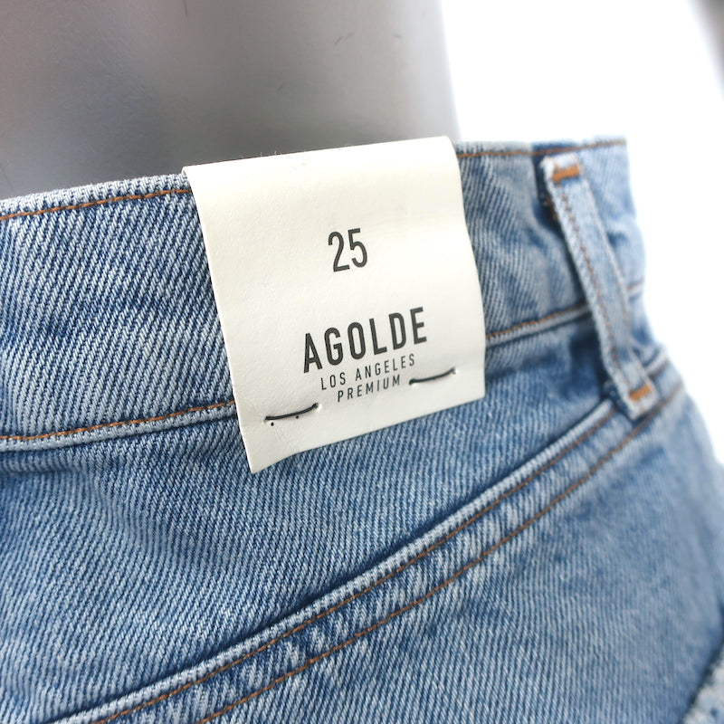 AGOLDE Quinn High Rise Denim Mini Skirt Devotee Blue Size 25 NEW
