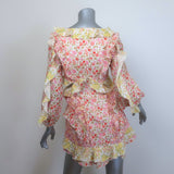 Zimmermann Goldie Spliced Mini Dress Multi Floral Print Ruffled Linen Size 0P