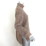 Fendi FF Logo-Back Chenille Turtleneck Sweater Tan Mohair-Blend Size 38