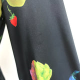 Cynthia Rowley Dress Krystal Black Lace-Trim Fruit Print Twill Size 8