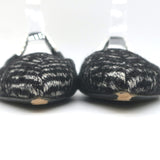 Dolce & Gabbana Faux Pearl Chevron Tweed Slingback Flats Black Size 38