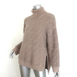 Fendi FF Logo-Back Chenille Turtleneck Sweater Tan Mohair-Blend Size 38