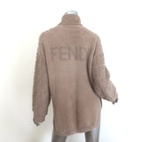 Fendi FF Logo-Back Chenille Turtleneck Sweater Tan Mohair-Blend Size 38