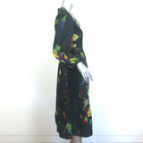 Cynthia Rowley Dress Krystal Black Lace-Trim Fruit Print Twill Size 8