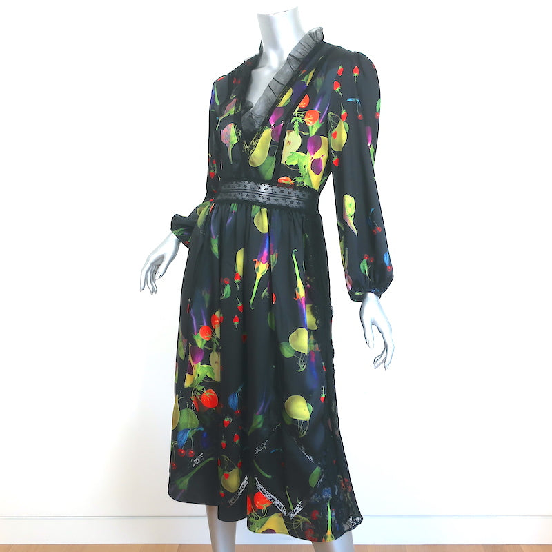 Cynthia Rowley Dress Krystal Black Lace-Trim Fruit Print Twill Size 8 – Celebrity Owned Cynthia Rowley Dress Krystal Black Lace-Trim Fruit Print Twill Size 8 – Celebrity Owned