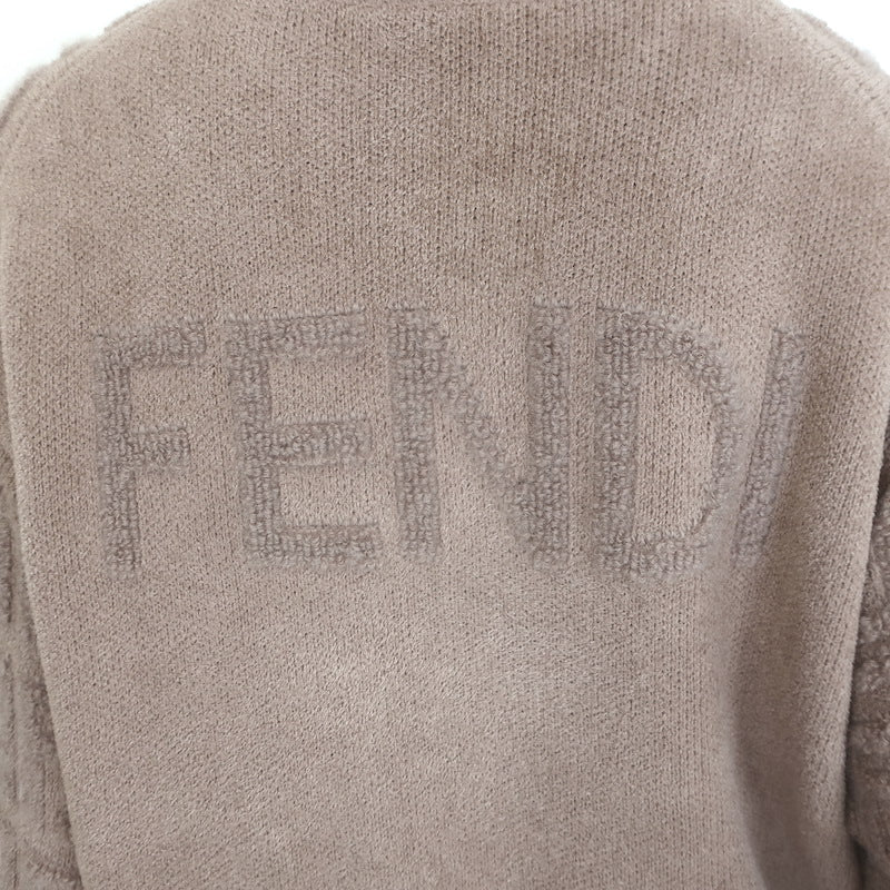 Fendi FF Logo-Back Chenille Turtleneck Sweater Tan Mohair-Blend Size 38