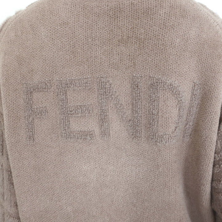 Fendi FF Logo-Back Chenille Turtleneck Sweater Tan Mohair-Blend Size 38