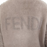Fendi FF Logo-Back Chenille Turtleneck Sweater Tan Mohair-Blend Size 38
