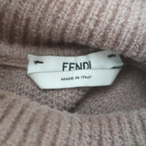 Fendi FF Logo-Back Chenille Turtleneck Sweater Tan Mohair-Blend Size 38