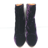 Dries Van Noten Crushed Velvet Ankle Boots Dark Purple Size 38.5