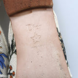Christian Dior floral-embroidered canvas flat mules in white multi — authentic pre-owned, gently worn