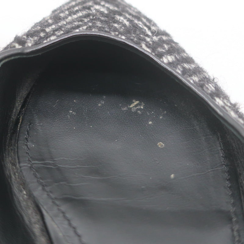 Dolce &amp; Gabbana Faux Pearl Chevron Tweed Slingback Flats Black Size 38