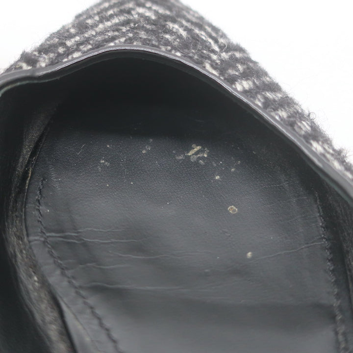 Dolce &amp; Gabbana Faux Pearl Chevron Tweed Slingback Flats Black Size 38