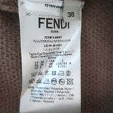 Fendi FF Logo-Back Chenille Turtleneck Sweater Tan Mohair-Blend Size 38