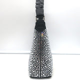 Aupen Nirvana Ice Crystal-Embellished Small Shoulder Bag Black Leather NEW
